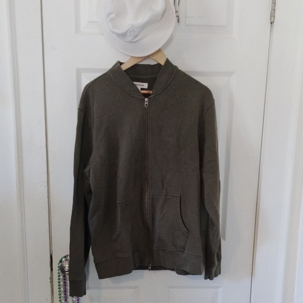 GoodThreads Men's Olive Green Zip-Up Sweater Sz L - Picture 2 of 7